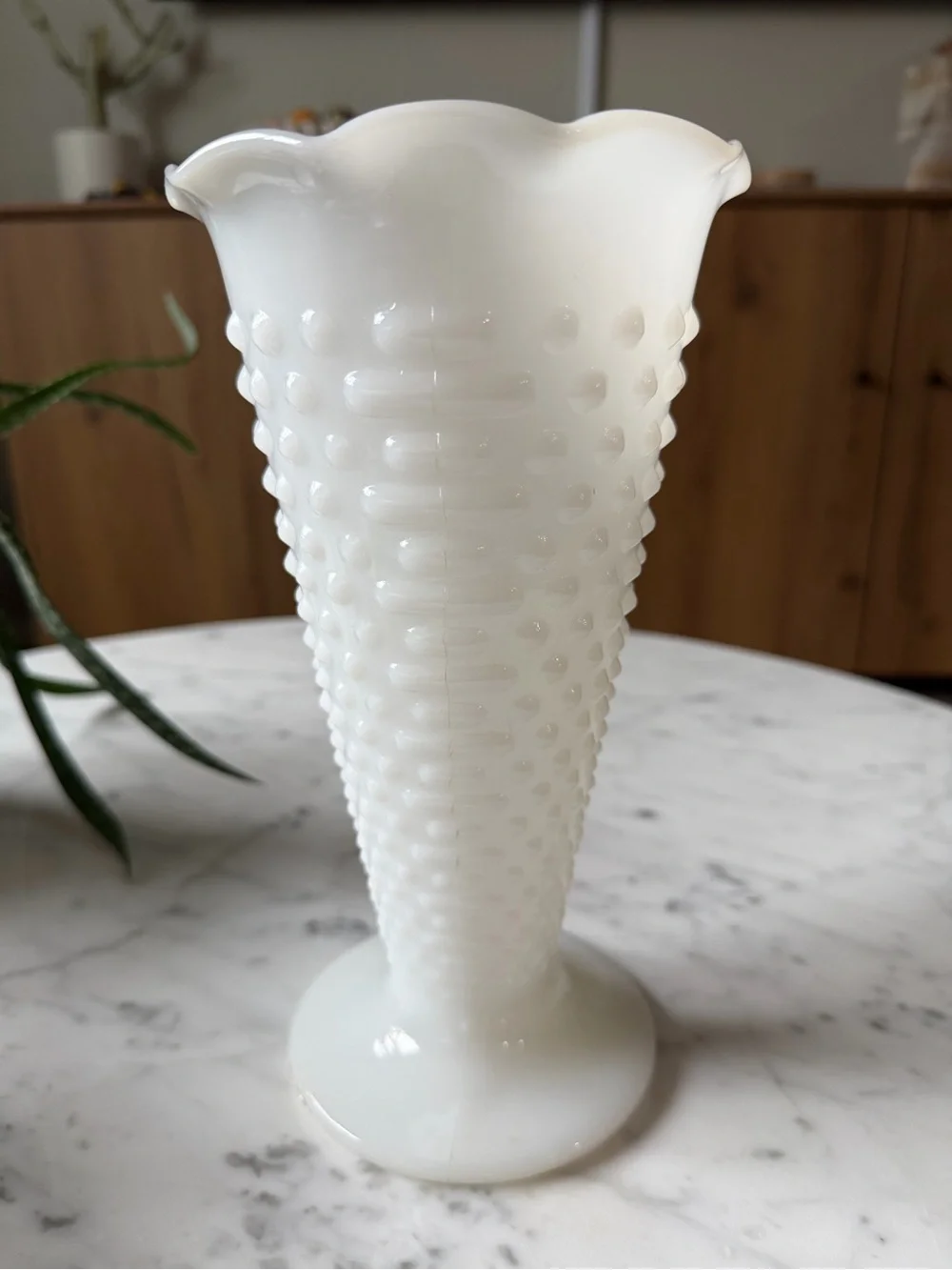 Anchor Hocking Hobnail Milk Glass Vase